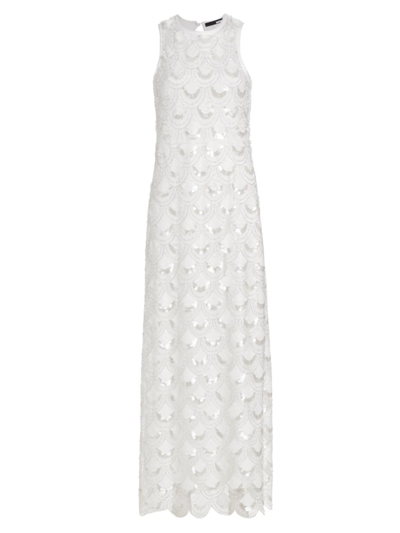 Rotate Birger Christensen Sequins Cutout Maxi Dress In White