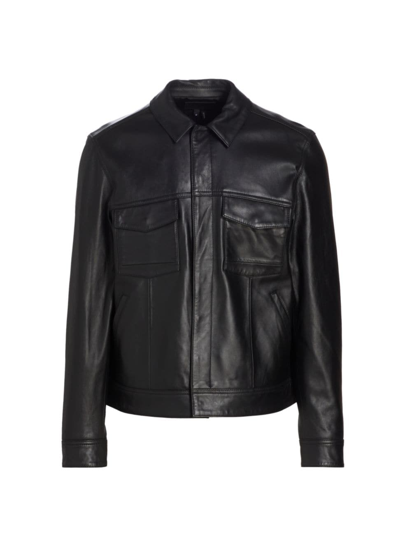 Paige Pedro Leather Shirt Jacket In Black
