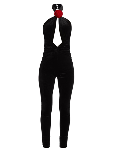 Ronny Kobo Women's Abreen Velvet Skinny Jumpsuit In Jet Black