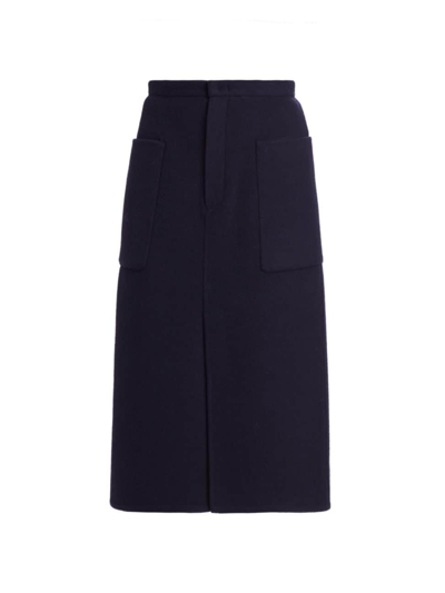 Vince Brushed Recycled Wool-blend Pencil Skirt In Deep Caspian
