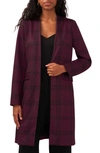 Halogen Windowpane Plaid Topper Coat In Grape Wine