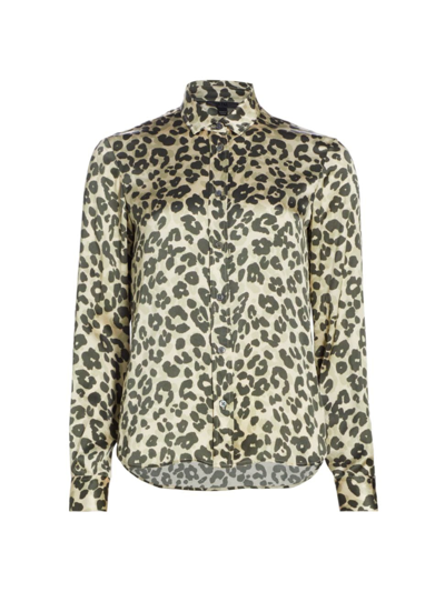 Atm Anthony Thomas Melillo Leopard Print Silk Charmeuse Button-up Shirt