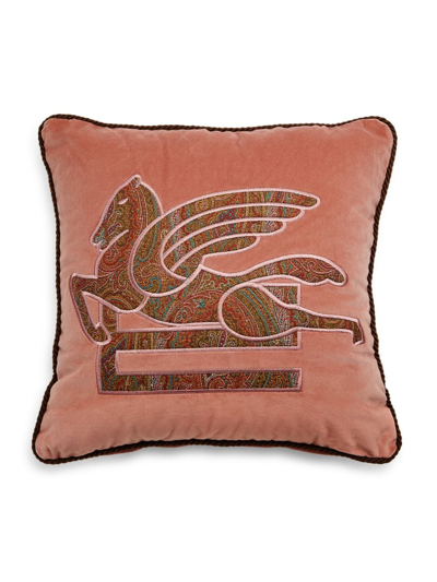 Etro Pegaso Embroidered Cushion In Pink