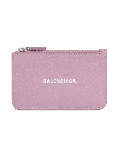 Balenciaga Cash Leather Card Holder In Pink White