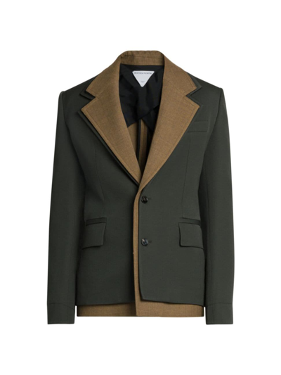 Bottega Veneta Men's Layered Wool Two-button Blazer In Kale