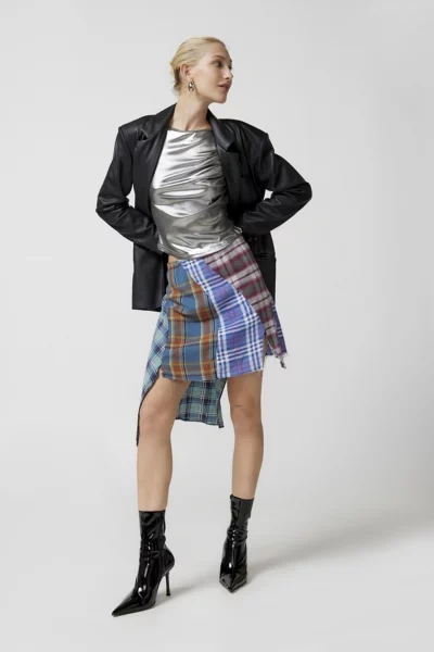 Urban Renewal Remade Pieced Flannel Asymmetric Skirt In Assorted, Women's At Urban Outfitters