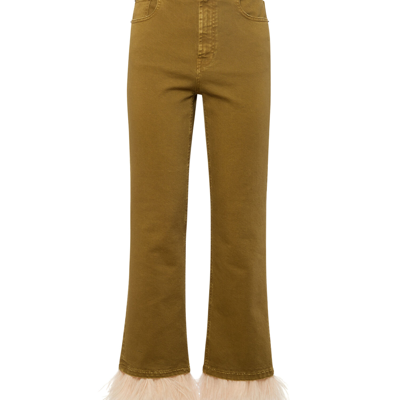 La Doublej Fancy Crop Jeans In Khaki