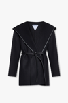 Bottega Veneta Leather-trim Hooded Wool-blend Wrap Coat In New