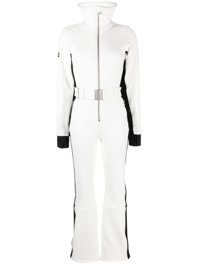 Cordova White Side Stripe Ski Suit In Cloud