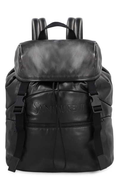 Saint Laurent Leather Backpack In Black