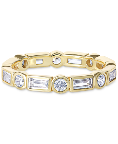 Giani Bernini Cubic Zirconia Round & Baguette Bezel Eternity Band In 18k Gold-plated Sterling Silver, Created For