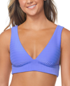 Raisins Juniors Island V Neck Bikini Top Lowrider Bikini Bottoms In Blue