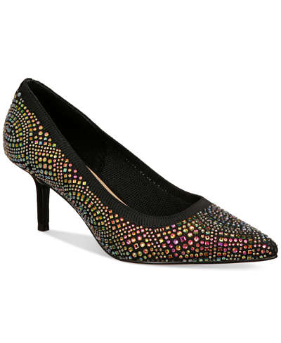 Thalia Sodi Women's Heathere Slip-on Pointed-toe Mid-heel Pumps In Black Ab Flyknit