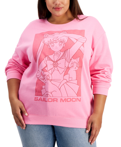 Hybrid Trendy Plus Size Sailor Moon Graphic Sweatshirt In Sachet Pink