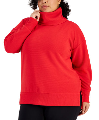 Id Ideology Plus Size Ottoman Cowlneck Top In Gumball Red