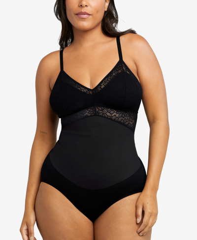 Maidenform Tame Your Tummy Lace Firm Control Bodysuit In Black Lace