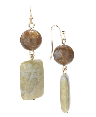 Style & Co Gold-tone Beaded Drop Earrings, Created For Macy's In Brown