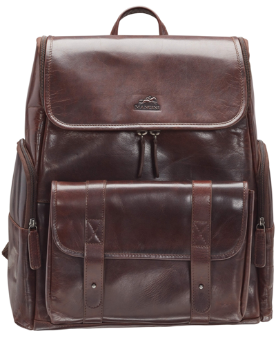 Mancini Men's Buffalo Backpack With Zippered Laptop, Tablet Compartment In Brown