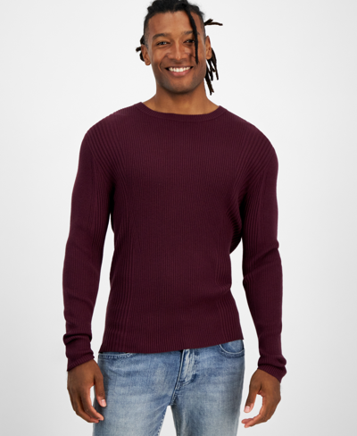 Inc International Concepts Men's Ribbed-knit Sweater, Created For Macy's In Vintage Wine