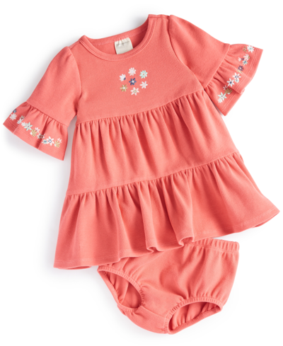 First Impressions Baby Girls Garden Burst Dress, Created For Macy's In Pink Sunrise