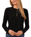 Cece Womens Embellished Ruffle Neck Blouse In Black