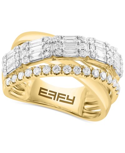 Effy Collection Effy Diamond Baguette & Round Crossover Statement Ring (1-1/4 Ct. T.w.) In 14k Gold