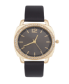 JESSICA CARLYLE WOMEN'S ANALOG BLACK LEATHER STRAP PLAIN WATCH 34MM