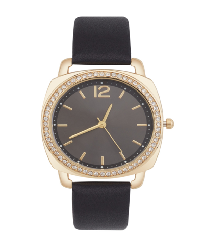 Jessica Carlyle Women's Analog Black Leather Strap Plain Watch 34mm In Black,black