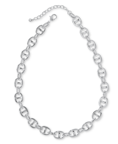 On 34th Pop-tab Link Collar Necklace, 16-1/2" + 2" Extender, Created For Macy's In Silver