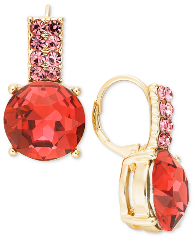 On 34th Silver-tone Color Crystal Drop Earrings, Created For Macy's In Pink