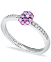 Macy's Pink Sapphire (1/3 Ct. T.w.) Diamond (1/20 Ct. T.w.) Stackable Ring In Sterling Silver In Pink Sapphire