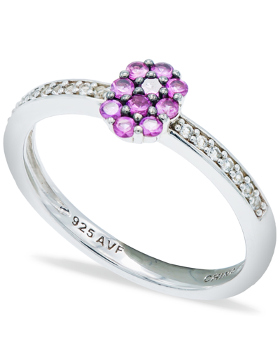 Macy's Pink Sapphire (1/3 Ct. T.w.) Diamond (1/20 Ct. T.w.) Stackable Ring In Sterling Silver