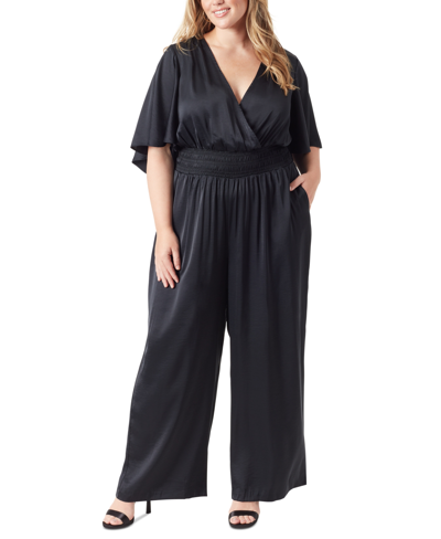 Jessica Simpson Trendy Plus Size Aria Kimono-sleeve Jumpsuit In Black