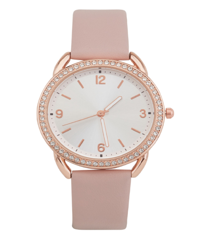 Jessica Carlyle Women's Analog Blush Polyurethane Leather Strap Plain Watch 35mm In Silver,blush