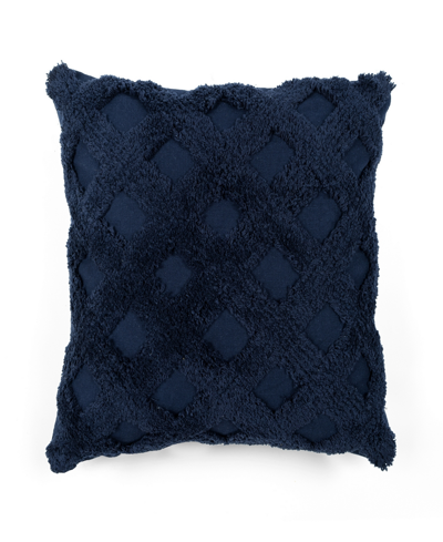 Lush Decor Tufted Diagonal Decorative Pillow, 20" X 20" In Navy