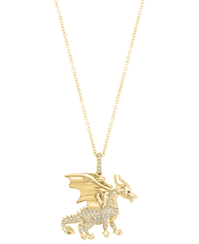 Effy Collection Effy Diamond Dragon 18" Pendant Necklace (1/4 Ct. T.w.) In 14k Gold