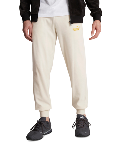 Puma Men's Ess+ Minimal Gold Velour Track Pants In Alpine Snow