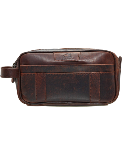 Mancini Men's Buffalo Dual Top Zipper Toiletry Bag In Brown