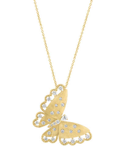 Effy Collection Effy Diamond Butterfly 18" Pendant Necklace (3/4 Ct. T.w.) In 14k Gold