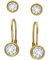 GIANI BERNINI 2-PC. SET CUBIC ZIRCONIA STUD & LEVERBACK EARRINGS IN 18K GOLD-PLATED STERLING SILVER, CREATED FOR M