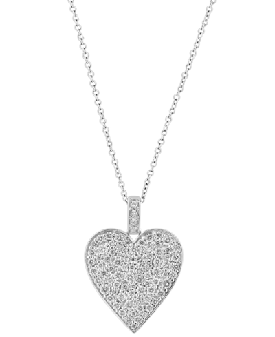 Effy Collection Effy Diamond Pave Heart 18" Pendant Necklace (1-1/6 Ct. T.w.) In 14k White Gold