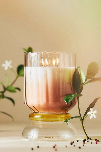 Anthropologie Calle Floral Peony Blush Glass Candle