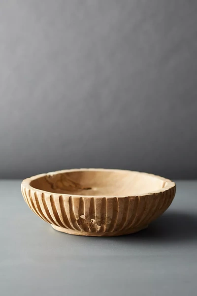Terrain Teak Serving Bowl, Low In Neutral
