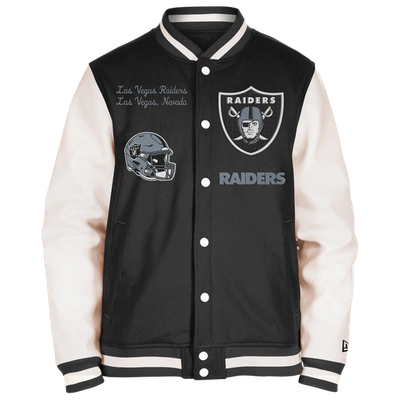 New Era Mens  Raiders Chenille Varsity Jacket In Black/black