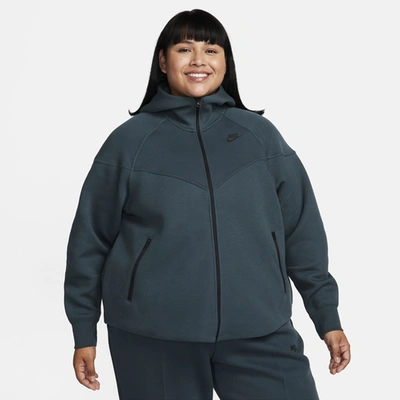 Nike Womens  Plus Tech Fleece Wr Fz Hoodie In Deep Jungle/black