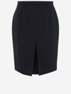 SAINT LAURENT WOOL SKIRT WITH STRIPED PATTERN