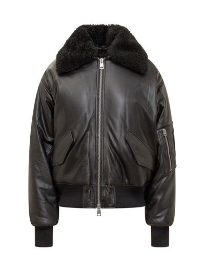 Ami Alexandre Mattiussi Leather Jacket In Black
