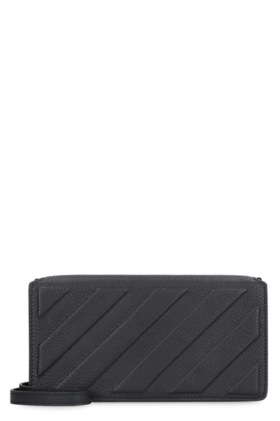 OFF-WHITE PEBBLED LEATHER CLUTCH