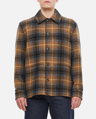 Closed Plaid-check Wool Shirt Jacket In Beige