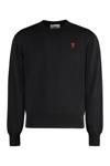 Ami Alexandre Mattiussi Logo-embroidered Merino Wool Sweater In Black